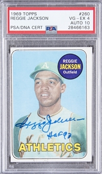 1969 Topps #260 Reggie Jackson Signed Rookie Card - PSA 4 VG-EX/10 AUTO